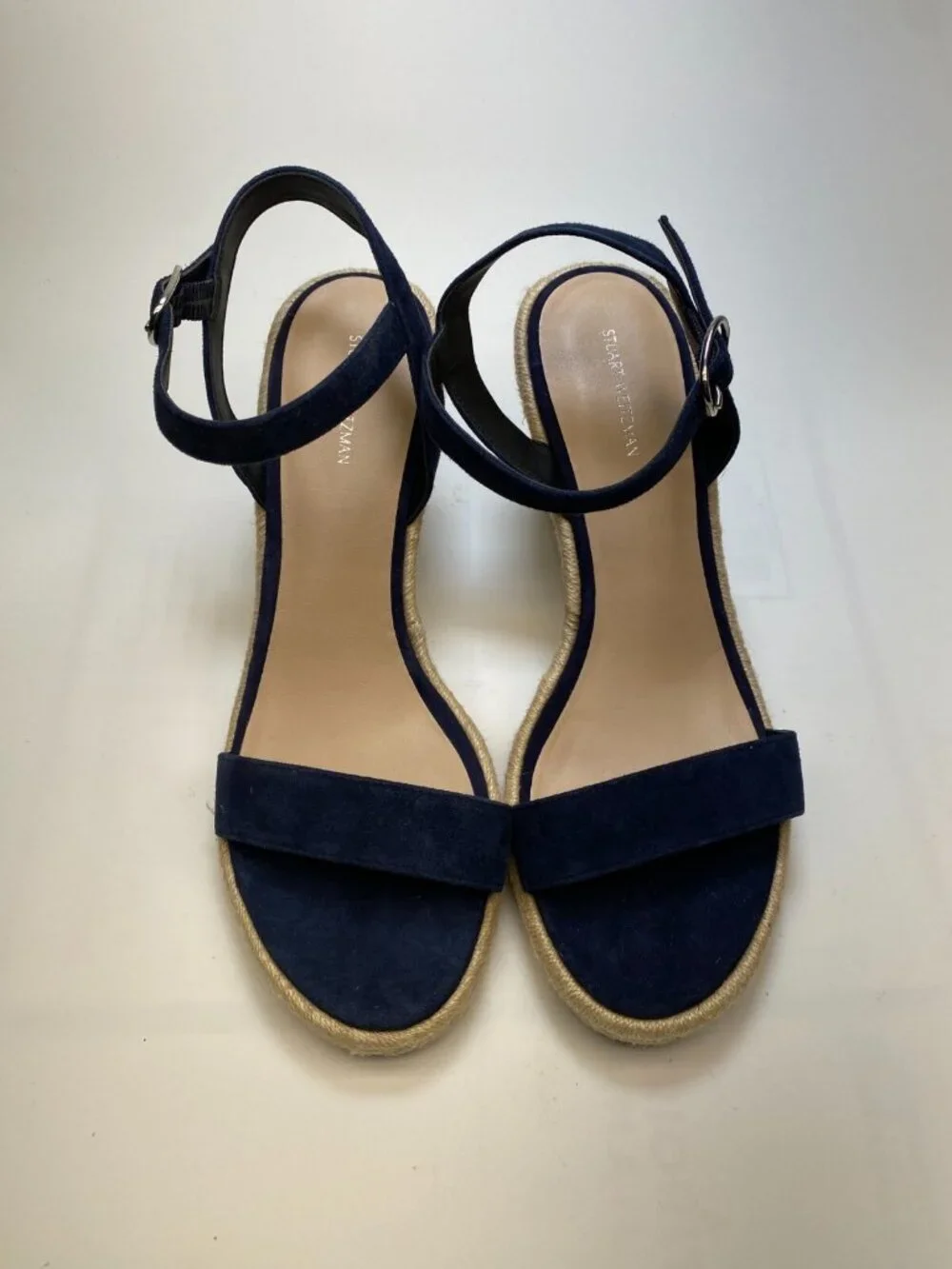 Stuart Weitzman Womens Teddi Blue Espadrille Wedge Sandals Sz 11